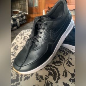 Nike Air Max Thea Premium Women US 11Black Leather Sneaker Trainers Shoes